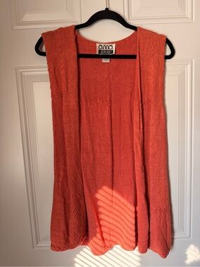 Anna Coral Open-Front Knit Tunic